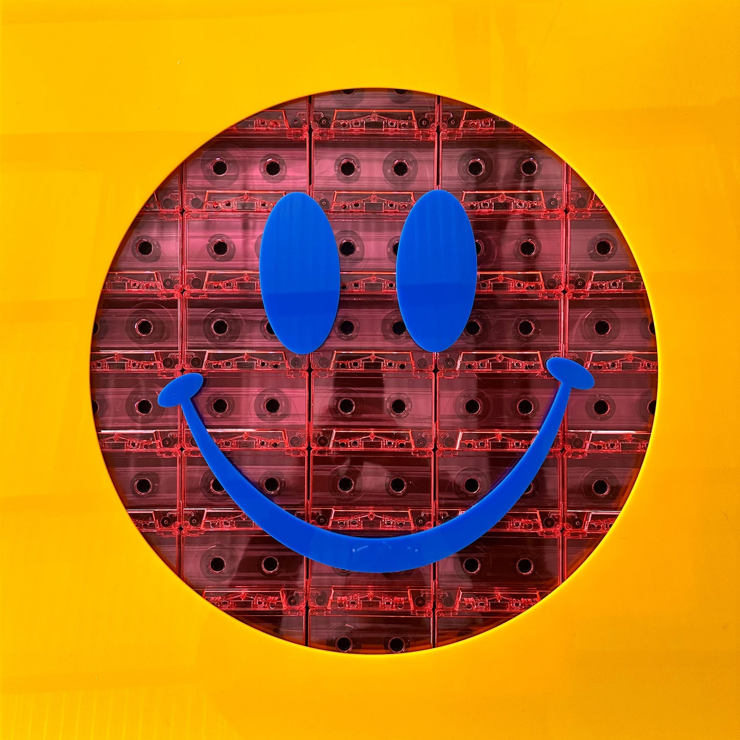 Cassette face yellow and neon pink